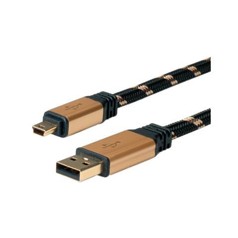 GOLD USB 2.0 Cable, Type A - 5-Pin Mini 0.8 m - Foto 1